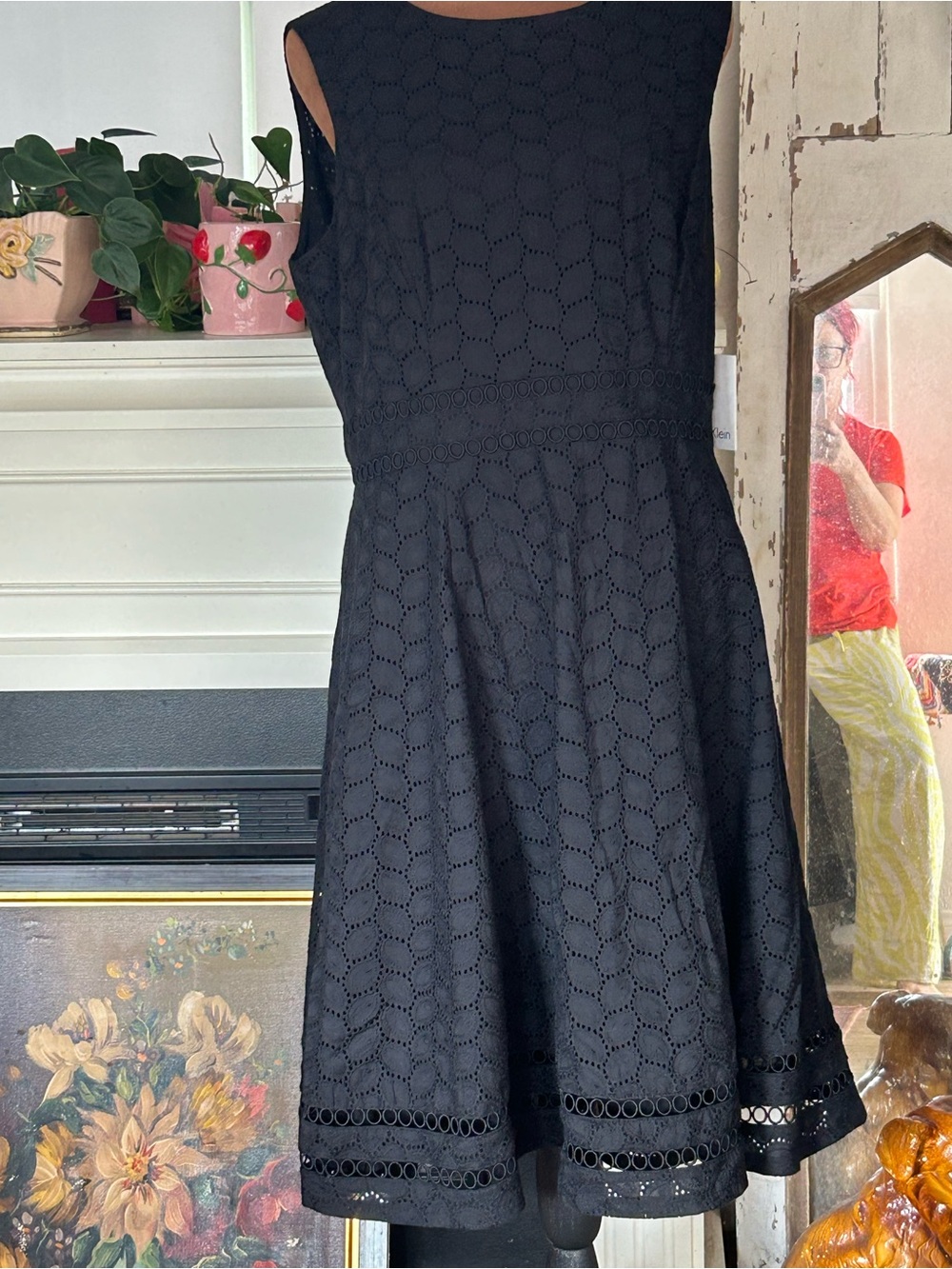 NWT Calvin Klein Black Eyelet Fit & Flare Dress size 10